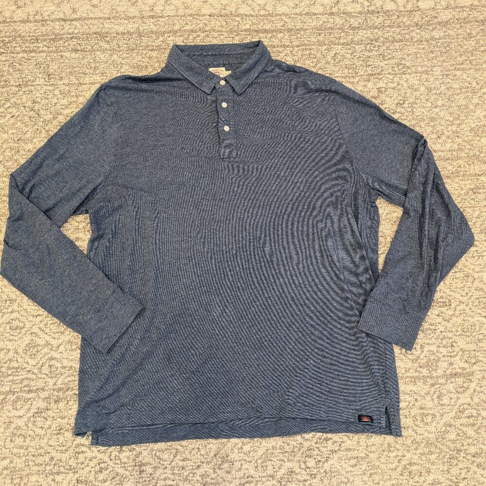 Faherty Movement long sleeve polo shirt in heathered blue size XXL